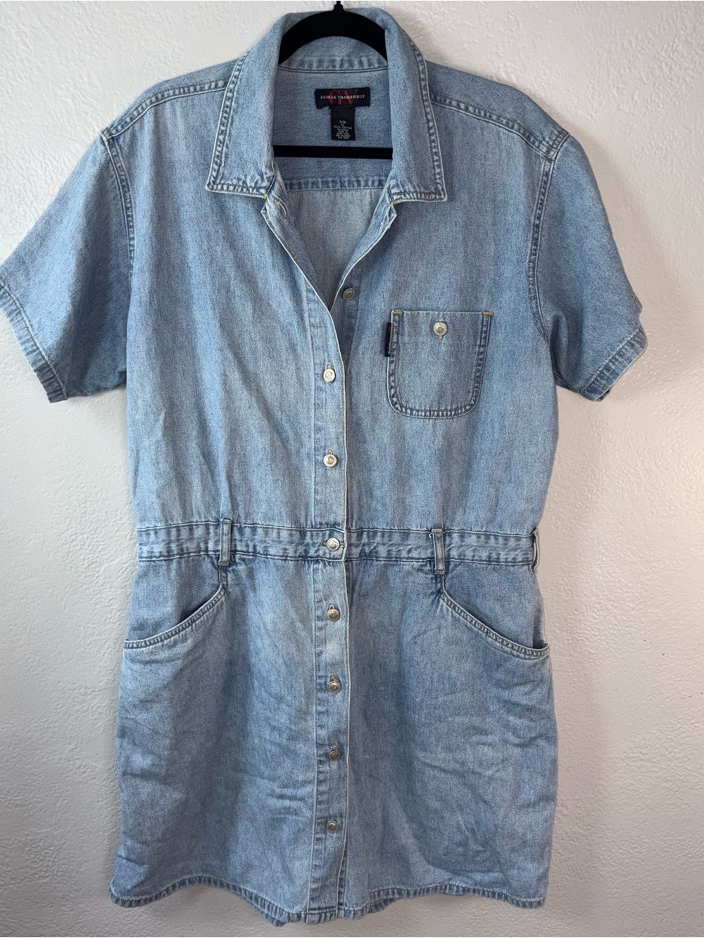 Gloria Vanderbilt vintage Light Blue Denim romper with pockets utility jumper XL